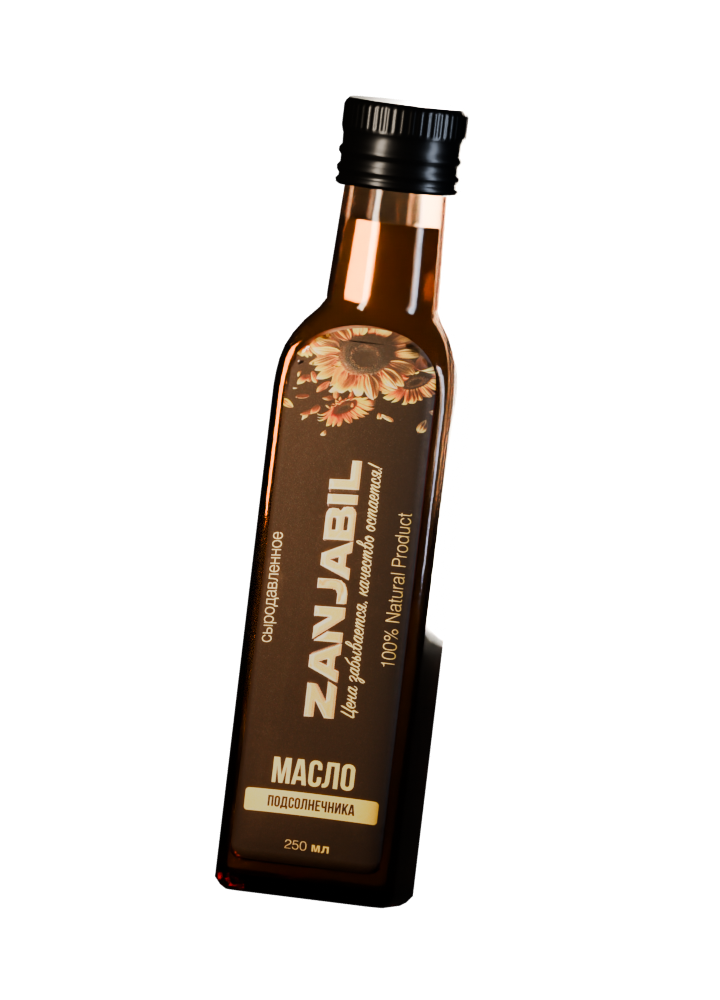 Подсолнечное масло Zanjabil в стеклянной бутылке